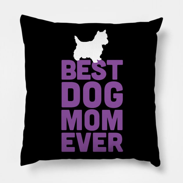 Best Westie Dog Mom Ever - Purple Dog Lover Gift Pillow by Elsie Bee Designs