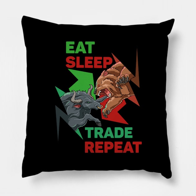 Trading Market Trend Bull Bear Forex Cryptocurrencies Stock Pillow by melostore