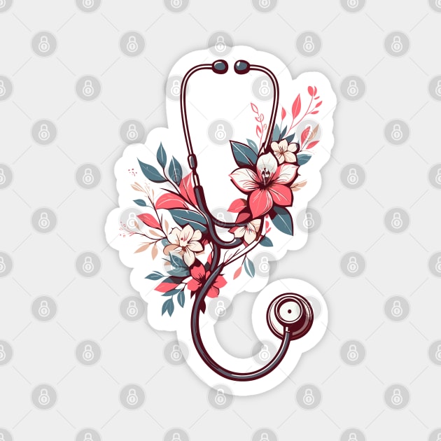 Floral Stethoscope Magnet by TomFrontierArt