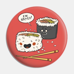 Funny Cute Sushi Cartoon // Kawaii Sushi Illustration Pin