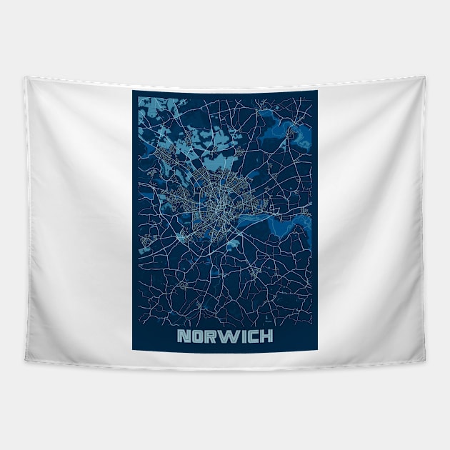 Norwich - United Kingdom Peace City Map Tapestry by tienstencil