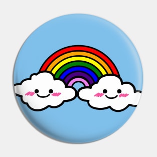 Classic Kawaii Rainbow with Clouds Pin