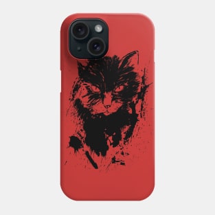 black cat on red Phone Case