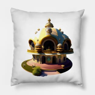 Parnassus Round Futuristic Art Nouveau Palace House Pillow