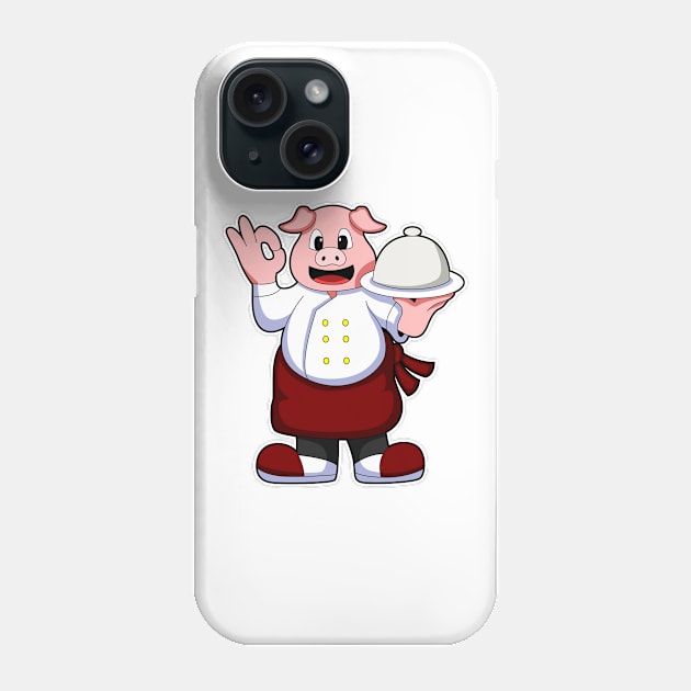 Pig as Cook with Cooking apron & Serving plate Phone Case by Markus Schnabel