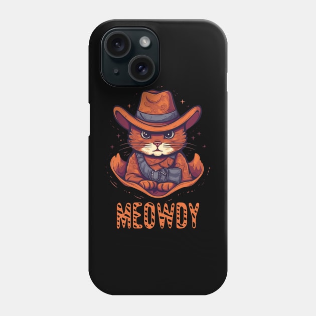 Funny Cat Cowboy Cowgirl Meow Howdy Meowdy Phone Case by KsuAnn