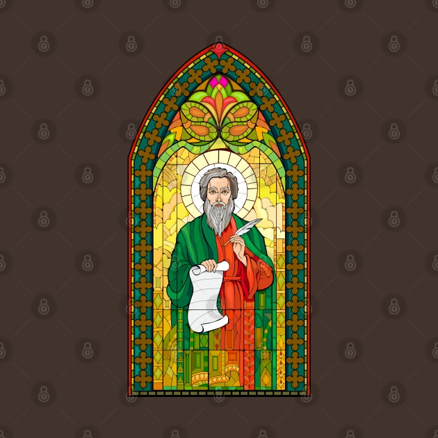 Stained glass window with John the Apostle by Artist Natalja Cernecka