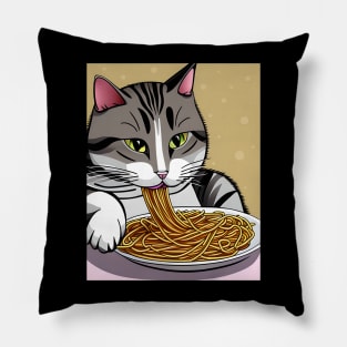 Cat Eating Spaghetti Pillow