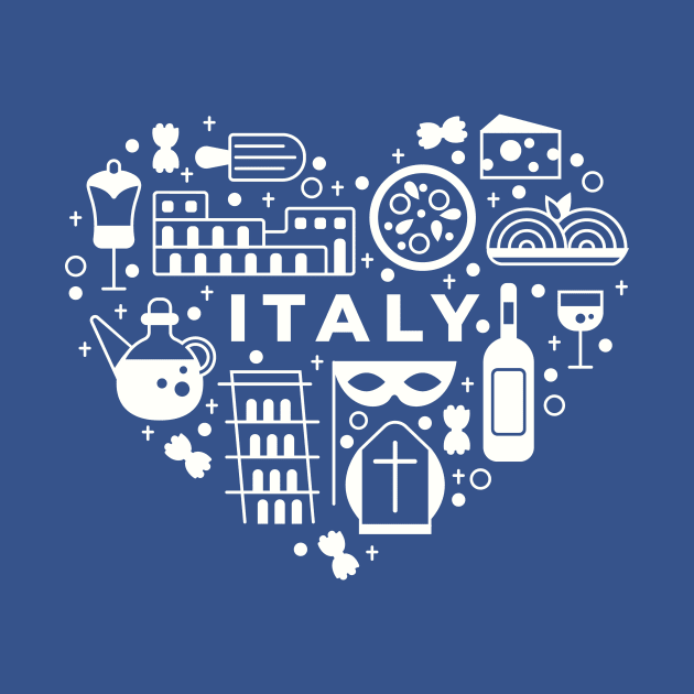 Italian Icons in a Heart Shape // Italy Pride by Now Boarding