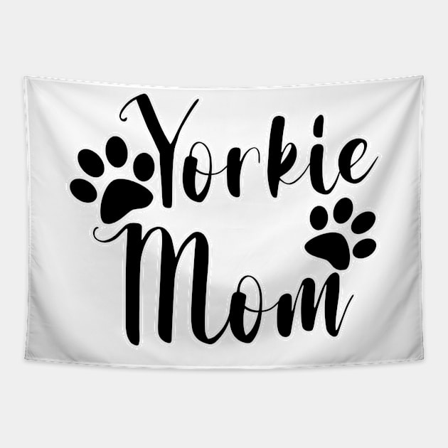 Yorkie Mom Black and White Typography Tapestry by AdrianaHolmesArt