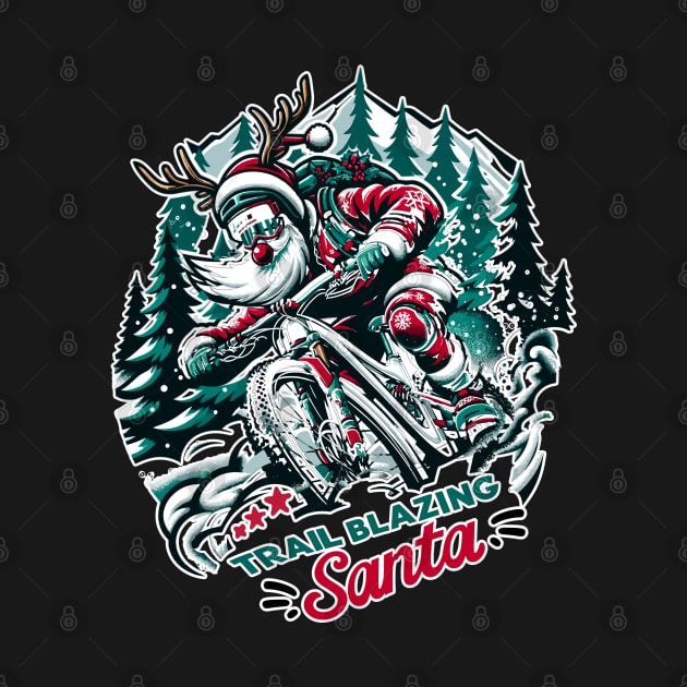 Trail Blazing Santa, Mountain Biking Christmas Spirit by maknatess