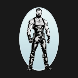 Leather Man Tom of Finland Gift For Gay Daddy Pride LGBT LGBTQIA Muscle Boy Gift For Queer Male T-Shirt