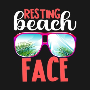 Resting Beach Face Funny Beach Summer Vacation Family T-Shirt