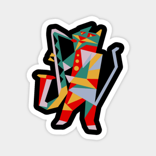 Cat playing saxophone modern cubist style Magnet