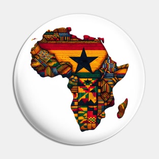 African Map Kente Pattern Ghana Flag Pin