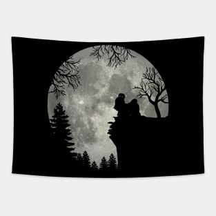 Shih Tzu Dog And Moon Scary Halloween Tapestry