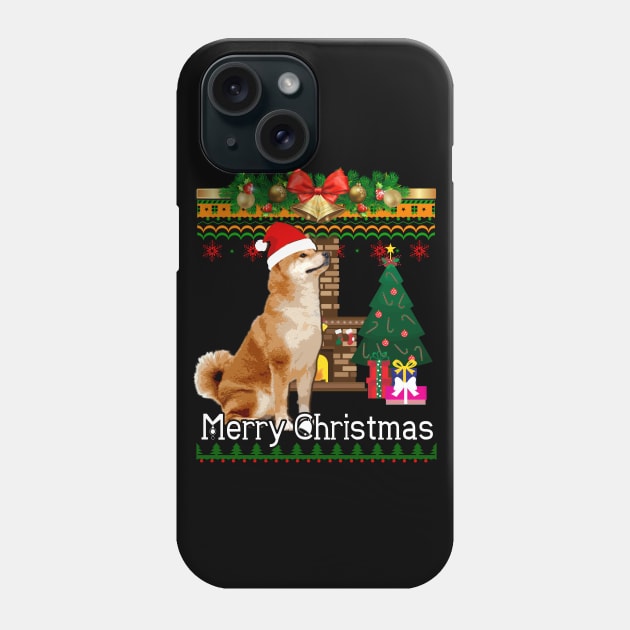 Ugly Christmas Sweater SHIBA INU Phone Case by LaurieAndrew