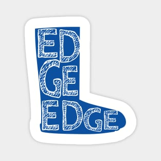 How do you say Buttigieg? Drawing of Boot in blue with distressed text Magnet