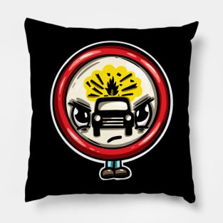 Explode Driving Test Warning Traffic Road Sign Cartoon Character Pillow