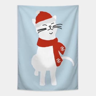 White Christmas Kitty Cat Tapestry