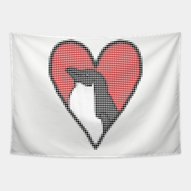 My Penguin Valentines Day Heart Filled with Hearts Tapestry by ellenhenryart