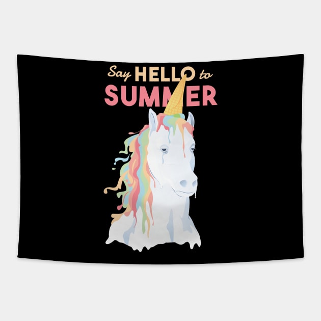 Hello Summer Unicorn Cream Tapestry by LR_Collections