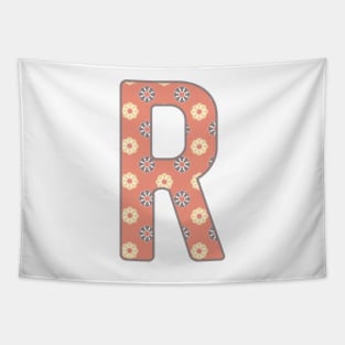 MONOGRAM LETTER R PINK FLORAL TYPOGRAPHY DESIGN Tapestry