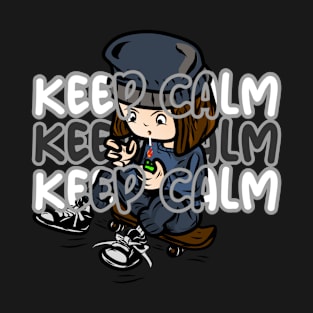 Skate boy cartoon style with cigarette and word keep calm T-Shirt