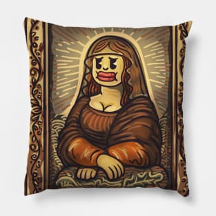 Colorful Mona Lisa in Cartoon Style Pillow