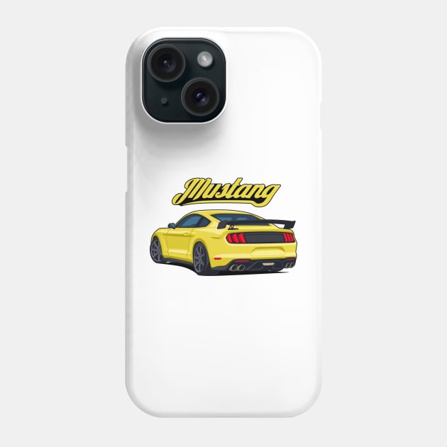 Rear Car Mustang yellow Phone Case by creative.z