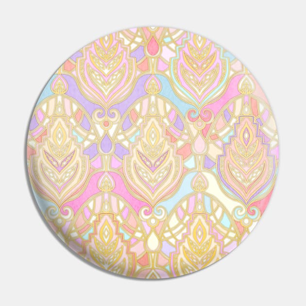 Rosy Opalescent Art Deco Pattern Pin by micklyn