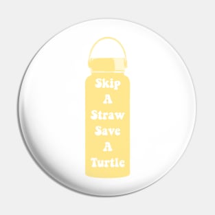 Skip a Straw Save A Turtle Pale Yellow VSCO Girl Water Flask Sticker Shirt Gifts Pin