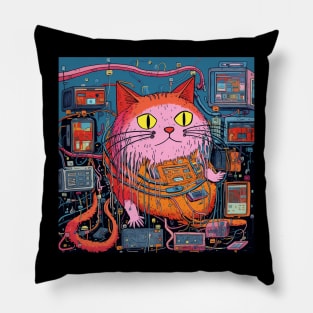 Futuristic Cyber  Cat Pillow