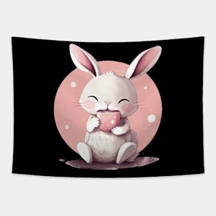 Coffee drinking bunny Tapestry