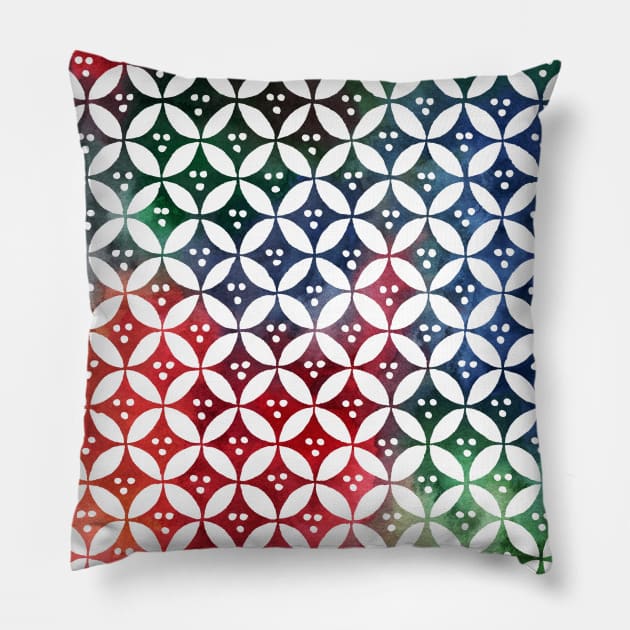 Ancient Egytpian pattern rainbow Pillow by Aidi Riera