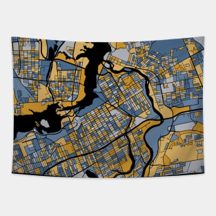 Ottawa Map Pattern in Blue & Gold Tapestry