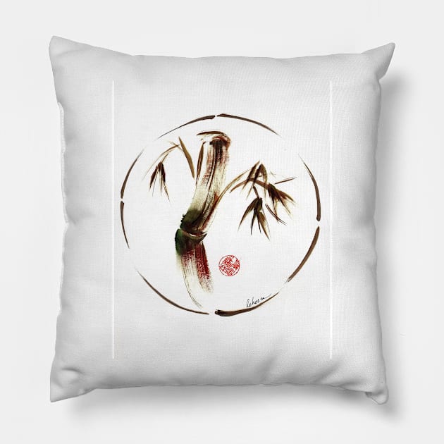 "eternity" :  Enso sumi-e dry brush acrylic painting Pillow by tranquilwaters