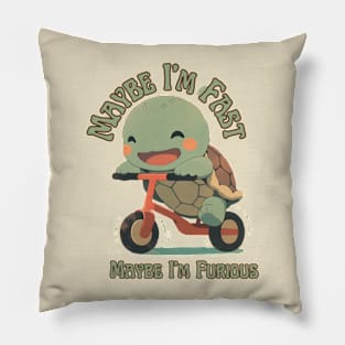 Maybe I’m Fast, Maybe I’m Furious: Funny Turtle Scooter T-Shirt Pillow