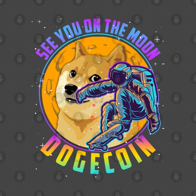 Dogecoin See You On the Moon Digital Crypto BTC Astronaut by TheBeardComic