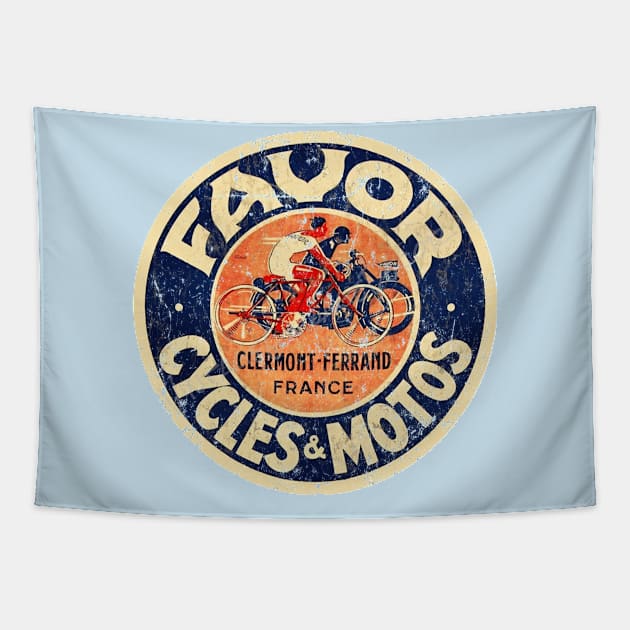 Favor Cycles and Motos Tapestry by MindsparkCreative