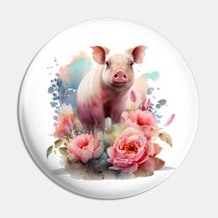 Pig Floral Pin