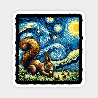 Urban Bark Brigade Squirrel Starry Night Tail-Wagging T-shirt Magnet