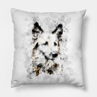 Ink Portrait of A German Shepherd Dog , A watercolor of German Shepard, German Shepherd dog painting, a German Shepherd portrait Pillow