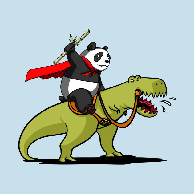 Panda Bear Riding A T-Rex Dinosaur by underheaven