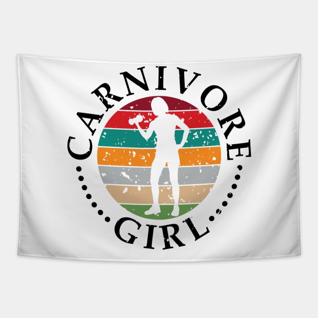 CARNIVORE GIRL MEAT EATER STEAK LOVER CUTE FIT GYM WOMAN Tapestry by CarnivoreMerch