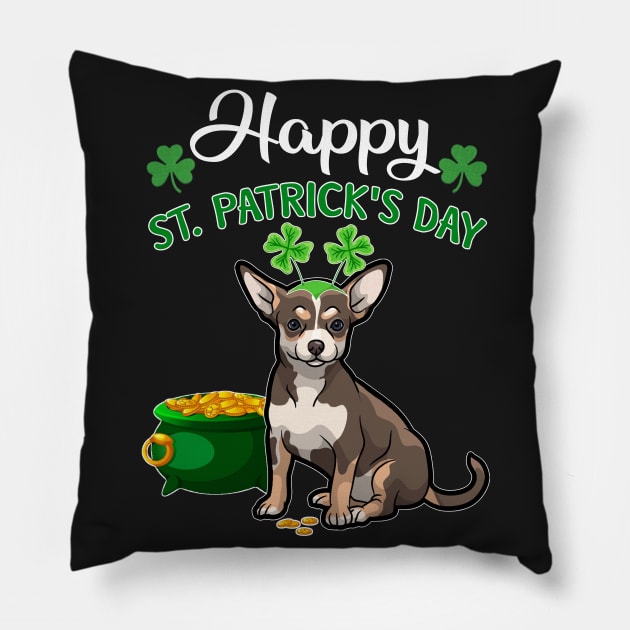 Happy St Patrick_s Day For Chihuahua Lovers T shir Pillow by TeeLovely