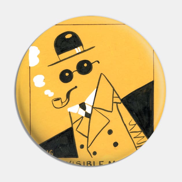 Retro Invisible Man Pin by washburnillustration