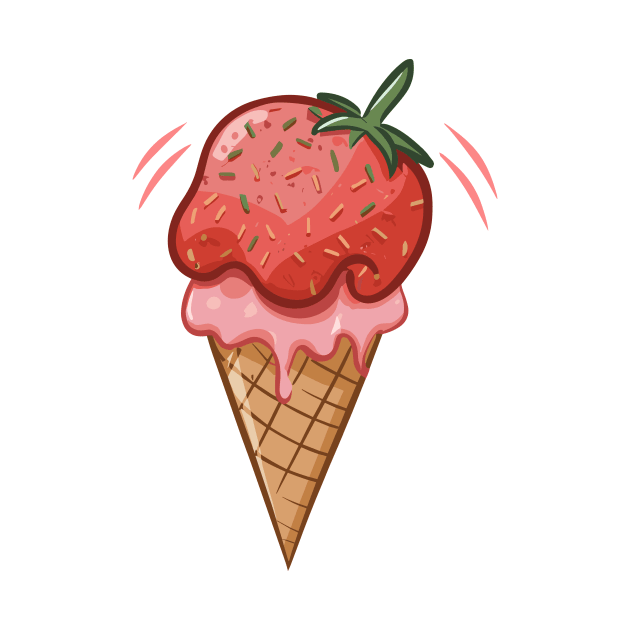 Strawberry Ice Cream Cone by RunHup