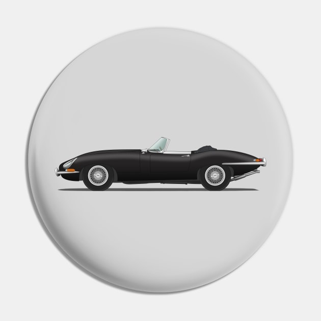 Jaguar E Type Roadster Black Pin by SteveHClark