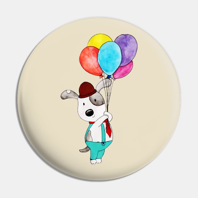 Panda Cute Holding Baloons Pin by Mako Design 